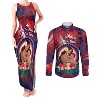 Personalised Samoa Mother's Day Couples Matching Tank Maxi Dress and Long Sleeve Button Shirt I Love You Mom