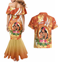 Personalised Tonga Mother's Day Couples Matching Mermaid Dress and Hawaiian Shirt I Love You Mom