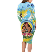 Personalised Fiji Mother's Day Family Matching Long Sleeve Bodycon Dress and Hawaiian Shirt I Love You Mom