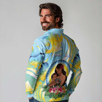 Personalised Fiji Mother's Day Long Sleeve Polo Shirt I Love You Mom