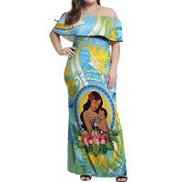 Personalised Fiji Mother's Day Off Shoulder Maxi Dress I Love You Mom