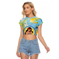 Personalised Fiji Mother's Day Raglan Cropped T Shirt I Love You Mom