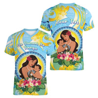 Personalised Fiji Mother's Day Women V-Neck T-Shirt I Love You Mom