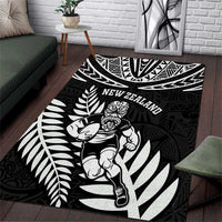 New Zealand Rugby Area Rug Silver Fern Maori Pattern