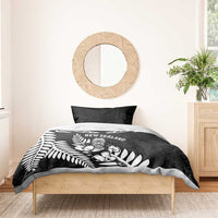 New Zealand Rugby Bedding Set Silver Fern Maori Pattern