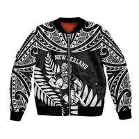 Custom New Zealand Rugby Bomber Jacket Silver Fern Maori Pattern
