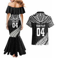 Custom New Zealand Rugby Couples Matching Mermaid Dress and Hawaiian Shirt Silver Fern Maori Pattern