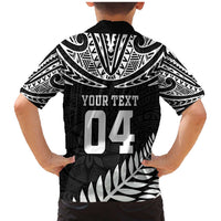 Custom New Zealand Rugby Family Matching Mermaid Dress and Hawaiian Shirt Silver Fern Maori Pattern