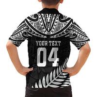 Custom New Zealand Rugby Family Matching Off Shoulder Maxi Dress and Hawaiian Shirt Silver Fern Maori Pattern