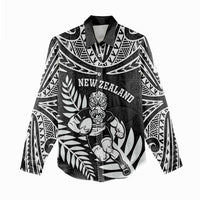 Custom New Zealand Rugby Women Casual Shirt Silver Fern Maori Pattern
