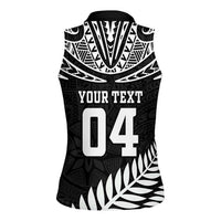 Custom New Zealand Rugby Women Sleeveless Polo Shirt Silver Fern Maori Pattern