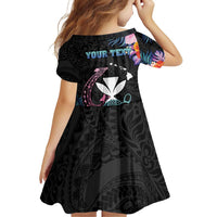 Personalised Hawaii Family Matching Off Shoulder Short Dress and Hawaiian Shirt Kanaka Maoli With Fish Hook