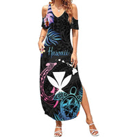 Personalised Hawaii Summer Maxi Dress Kanaka Maoli With Fish Hook