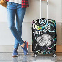 New Zealand Kiwi Bird Luggage Cover Silver Fern Koru Paua Shell