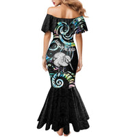 New Zealand Kiwi Bird Mermaid Dress Silver Fern Koru Paua Shell