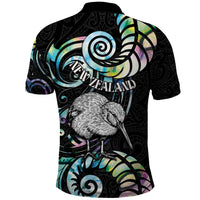 New Zealand Kiwi Bird Polo Shirt Silver Fern Koru Paua Shell