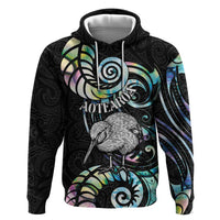 New Zealand Kiwi Bird Zip Hoodie Silver Fern Koru Paua Shell