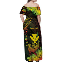 Personalised Hawaii Family Matching Off Shoulder Maxi Dress and Hawaiian Shirt Kanaka Maoli With Hammerhead Shark