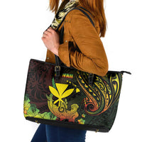 Hawaii Leather Tote Bag Kanaka Maoli With Hammerhead Shark