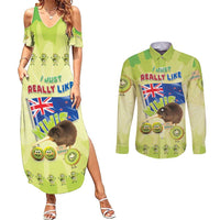 New Zealand Kiwi Couples Matching Summer Maxi Dress and Long Sleeve Button Shirt I Just Really Like Kiwis