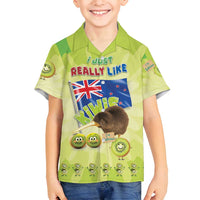 New Zealand Kiwi Family Matching Off Shoulder Short Dress and Hawaiian Shirt I Just Really Like Kiwis DT04 Son's Shirt Green - Polynesian Pride