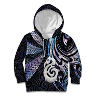 New Zealand Aotearoa Kid Hoodie Maori Hei Manaia Purple Paua Shell