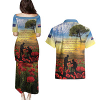 New Zealand ANZAC Day Couples Matching Puletasi and Hawaiian Shirt The Ode Remembrance And Poppy