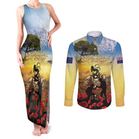 New Zealand ANZAC Day Couples Matching Tank Maxi Dress and Long Sleeve Button Shirt The Ode Remembrance And Poppy