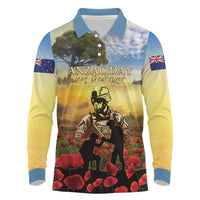 New Zealand ANZAC Day Long Sleeve Polo Shirt The Ode Remembrance And Poppy