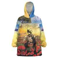 New Zealand ANZAC Day Wearable Blanket Hoodie The Ode Remembrance And Poppy