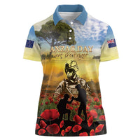 New Zealand ANZAC Day Women Polo Shirt The Ode Remembrance And Poppy