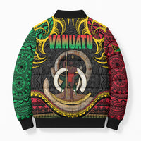Vanuatu Language Week Bomber Puffer Jacket Boar Tusk Warrior Tribal Floral Pattern