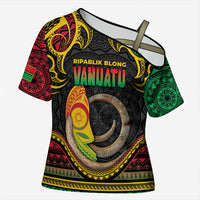 Vanuatu Language Week Cross Shoulder Shirt Boar Tusk Warrior Tribal Floral Pattern
