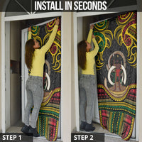 Vanuatu Language Week Door Cover Boar Tusk Warrior Tribal Floral Pattern