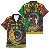 Vanuatu Language Week Family Matching Mermaid Dress and Hawaiian Shirt Boar Tusk Warrior Tribal Floral Pattern DT05 Dad's Shirt - Short Sleeve Black - Polynesian Pride