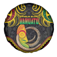 Vanuatu Language Week Spare Tire Cover Boar Tusk Warrior Tribal Floral Pattern