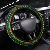 Vanuatu Language Week Steering Wheel Cover Boar Tusk Warrior Tribal Floral Pattern