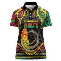 Vanuatu Language Week Women Polo Shirt Boar Tusk Warrior Tribal Floral Pattern
