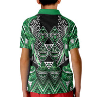 Aotearoa Ngati Maniapoto Kid Polo Shirt Maori Tribal Green Paua Shell Pattern DT05 - Polynesian Pride