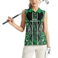 Aotearoa Ngati Maniapoto Women Sleeveless Polo Shirt Maori Tribal Green Paua Shell Pattern DT05 - Polynesian Pride