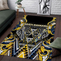 Aotearoa Ngati Raukawa Area Rug Maori Tribal Yellow And Navy Paua Shell Pattern DT05 Yellow - Polynesian Pride