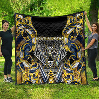 Aotearoa Ngati Raukawa Quilt Maori Tribal Yellow And Navy Paua Shell Pattern DT05 - Polynesian Pride