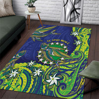 Cook Islands Language Week Area Rug Flying Fish 15 Stars Tribal Patterns