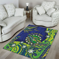 Cook Islands Language Week Area Rug Flying Fish 15 Stars Tribal Patterns