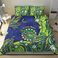Cook Islands Language Week Bedding Set Flying Fish 15 Stars Tribal Patterns