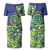 Cook Islands Language Week Family Matching Puletasi and Hawaiian Shirt Flying Fish 15 Stars Tribal Patterns