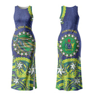 Cook Islands Language Week Family Matching Tank Maxi Dress and Hawaiian Shirt Flying Fish 15 Stars Tribal Patterns