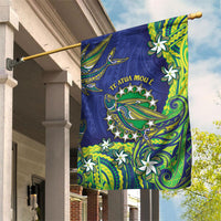Cook Islands Language Week Garden Flag Flying Fish 15 Stars Tribal Patterns