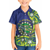 Cook Islands Language Week Kid Hawaiian Shirt Flying Fish 15 Stars Tribal Patterns