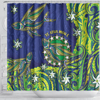 Cook Islands Language Week Shower Curtain Flying Fish 15 Stars Tribal Patterns